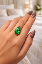Pear Cut Lab Created Emerald 